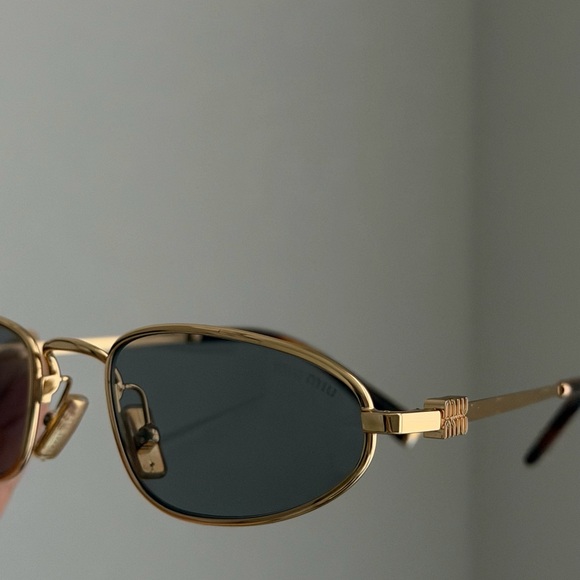 Miu Miu Accessories - Miu Miu Gold Frame Sunglasses with Dark Gray Lenses